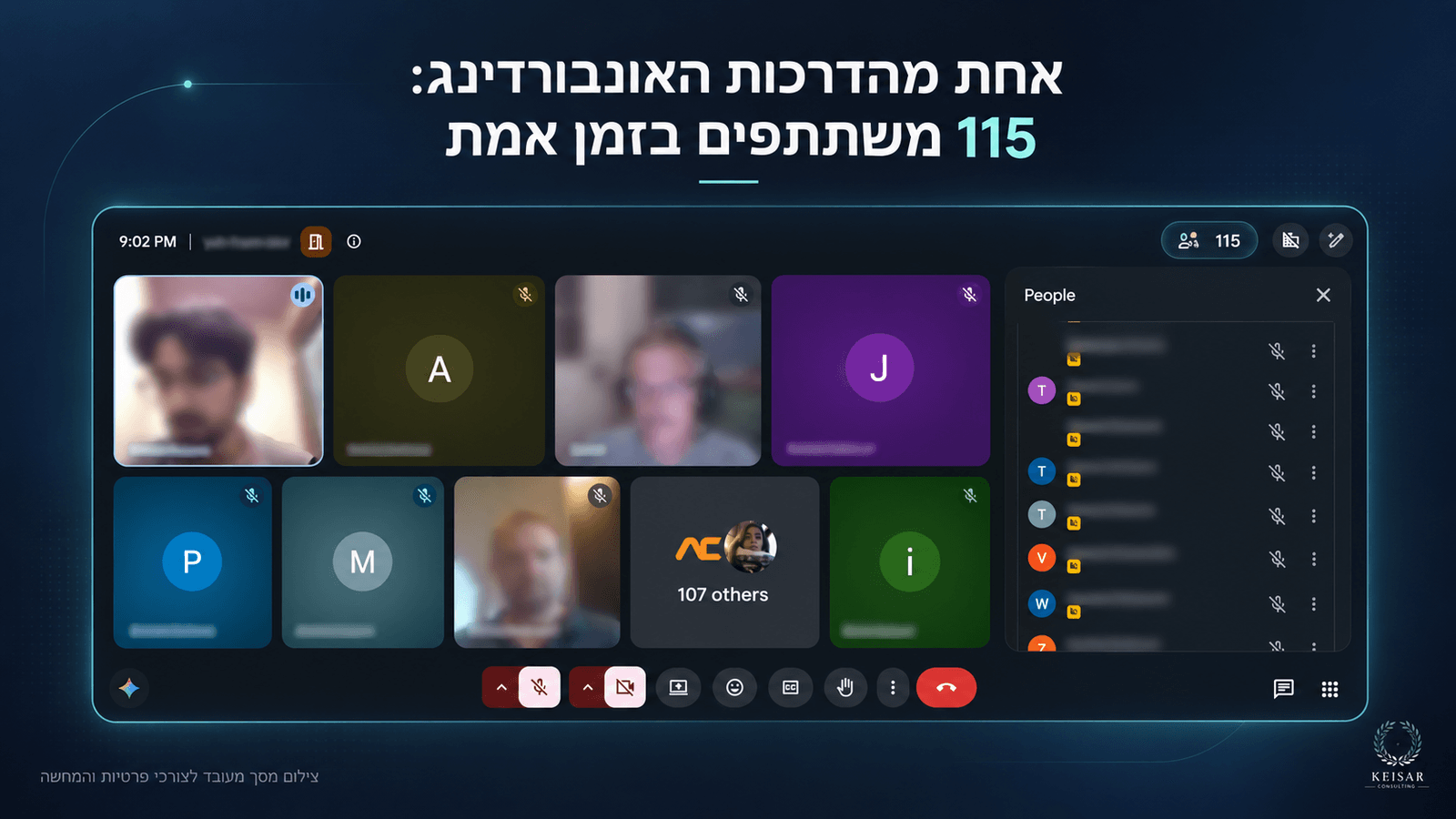 צילום מעובד מהדרכת אונבורדינג בתחום AI שבה השתתפו 115 אנשים בזמן אמת