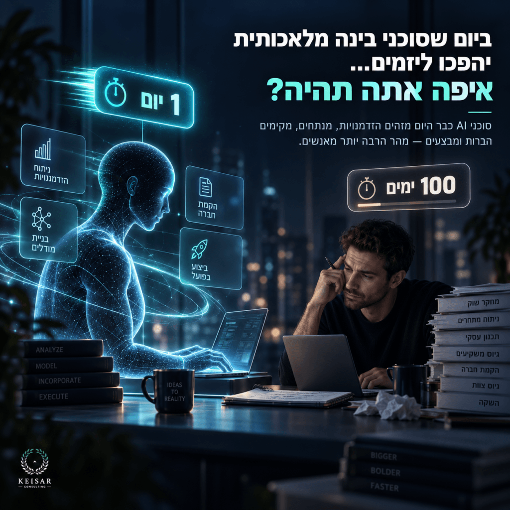 סוכן בינה מלאכותית מול יזם אנושי, המחשה של פער מהירות בין AI ליזם